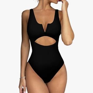 201 NWT Meyeeka One Piece V-Neck Cut Out Swimsuit - Size: Small